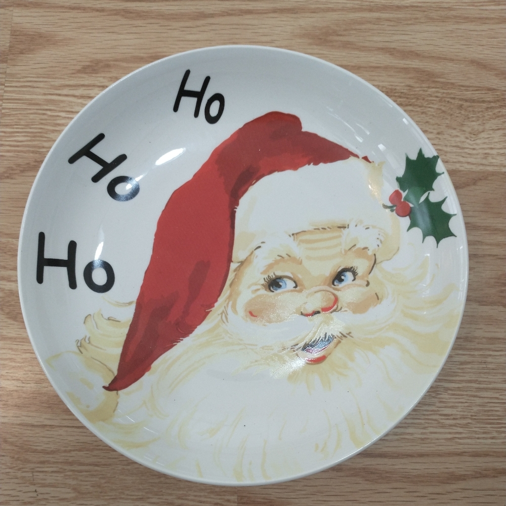Old Time Pottery Christmas Large 11" Serving Bowl Santa  Porcelain Dish